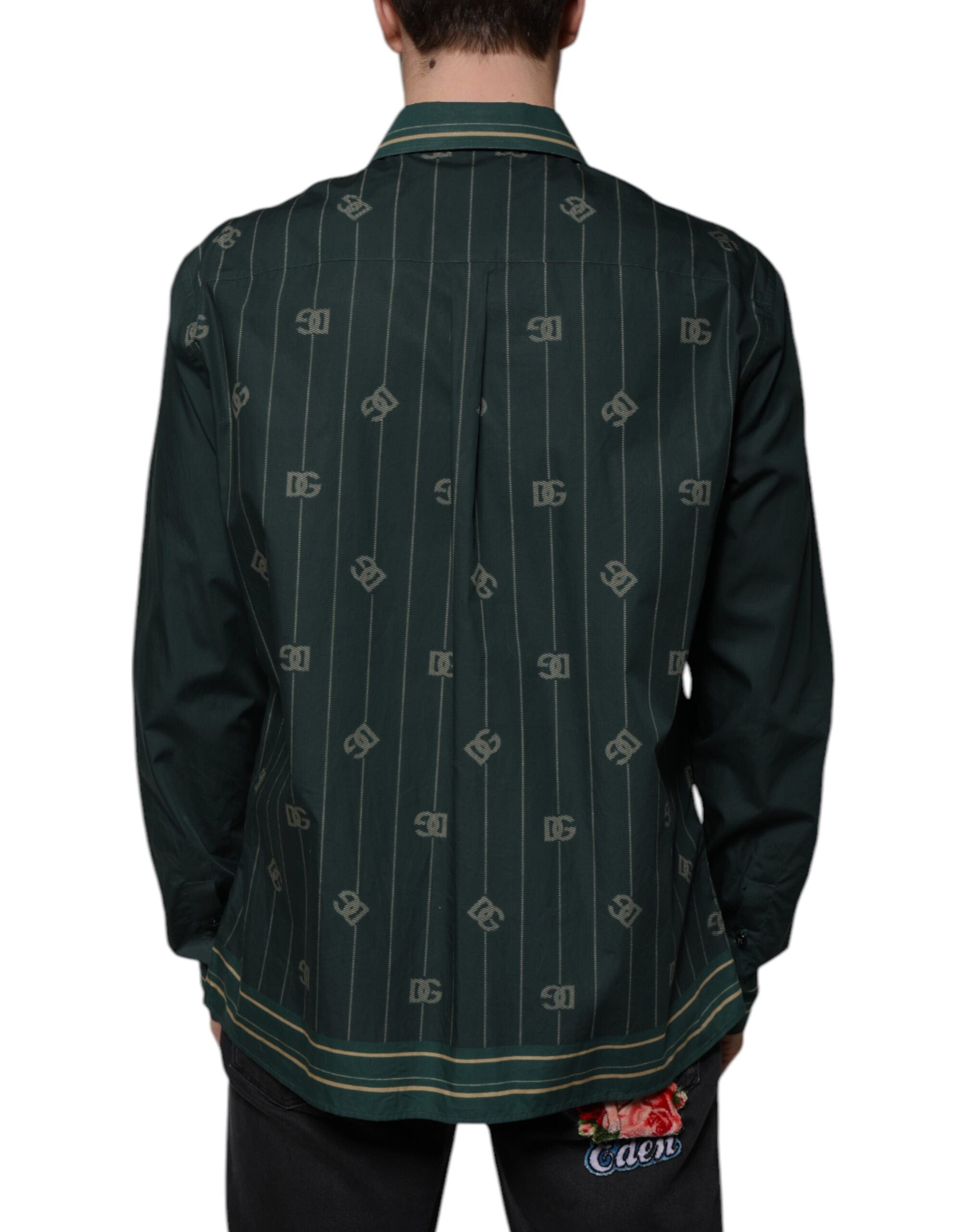Dolce & Gabbana Green Logo Long Sleeve MARTINI Casual Shirt Dolce & Gabbana