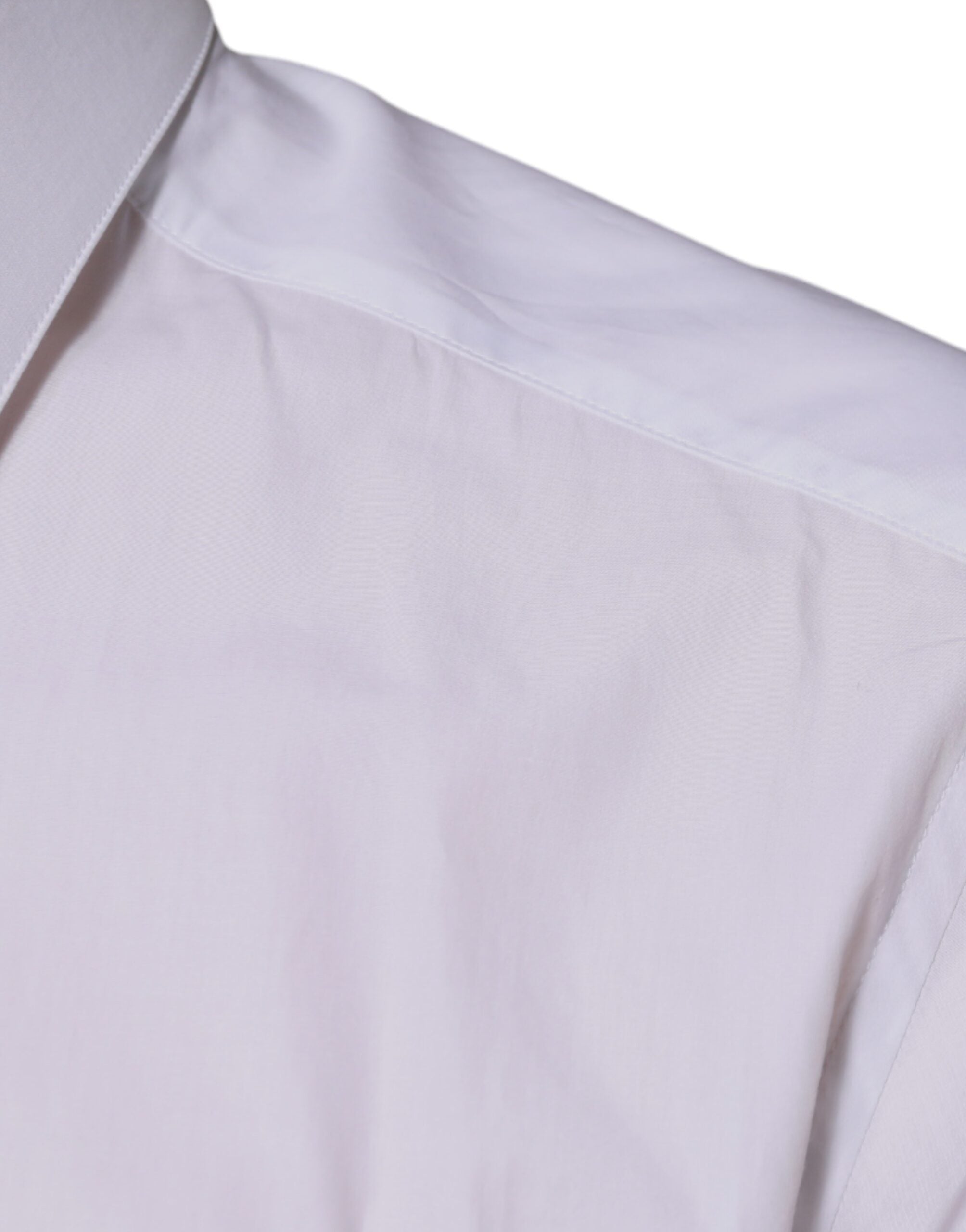 Dolce & Gabbana White Cotton Logo Formal Men GOLD Dress Shirt Dolce & Gabbana