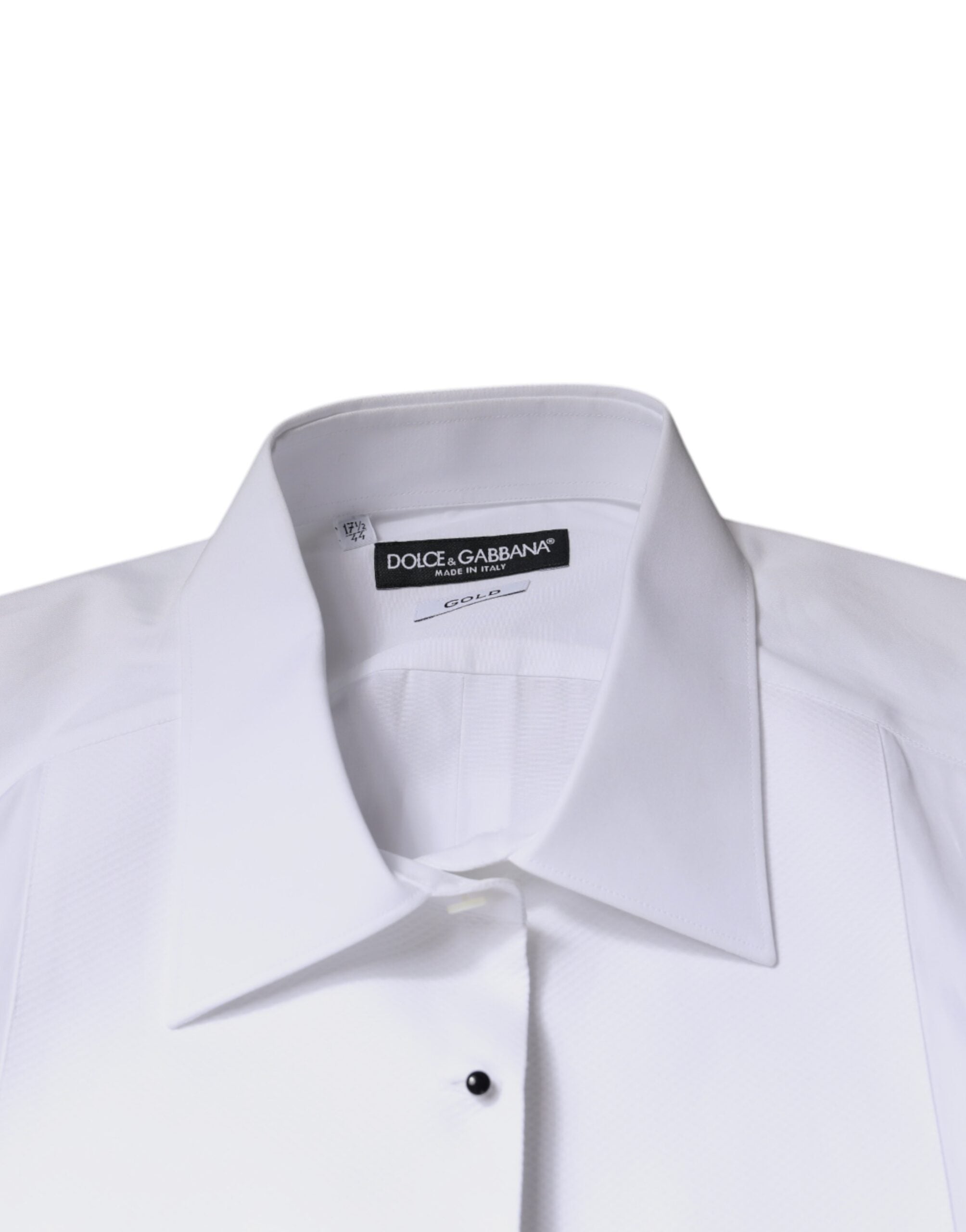 Dolce & Gabbana White Bib Cotton Poplin GOLD Formal Shirt Dolce & Gabbana