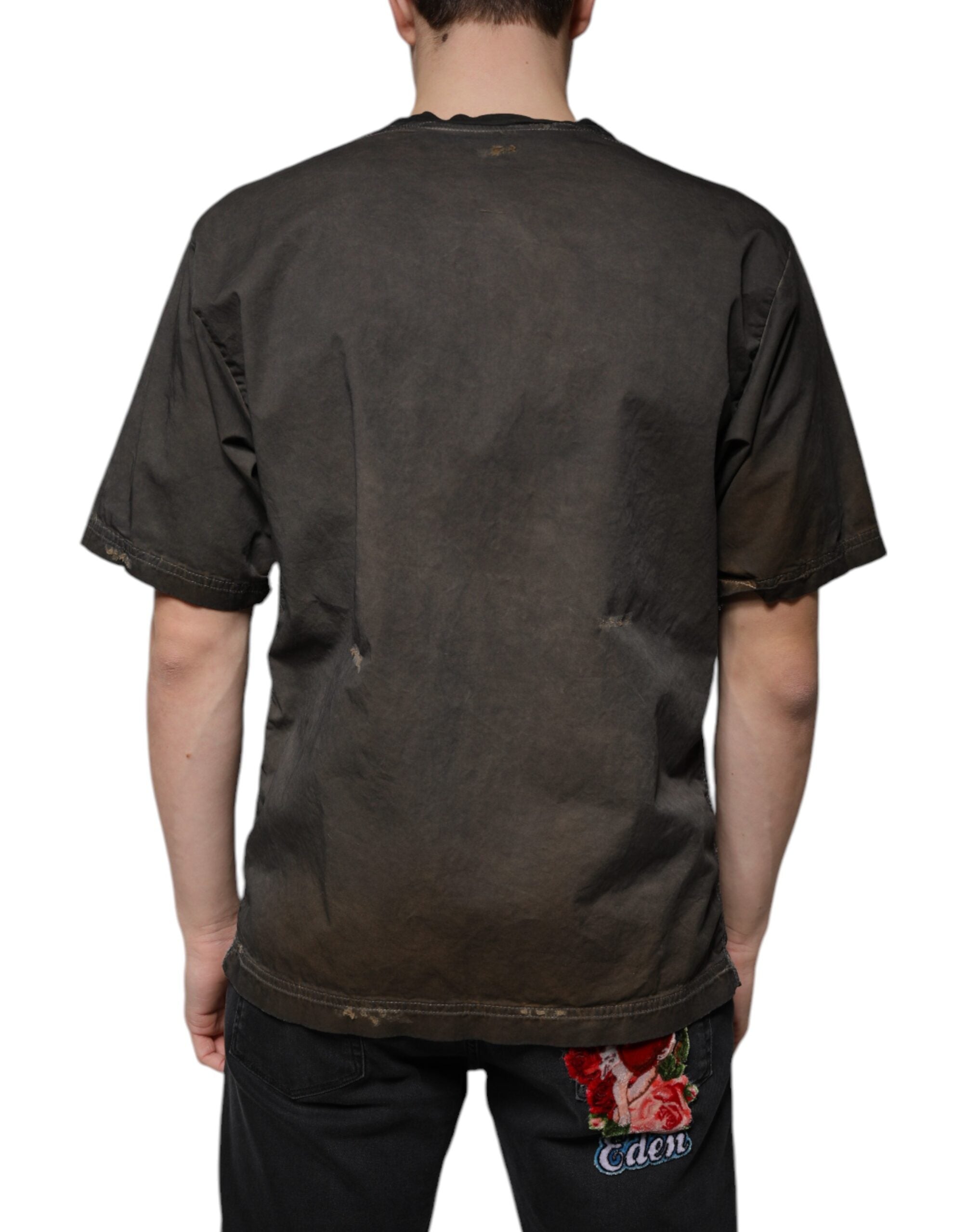 Dolce & Gabbana Brown Graphic Print Cotton Round Neck T-shirt Dolce & Gabbana