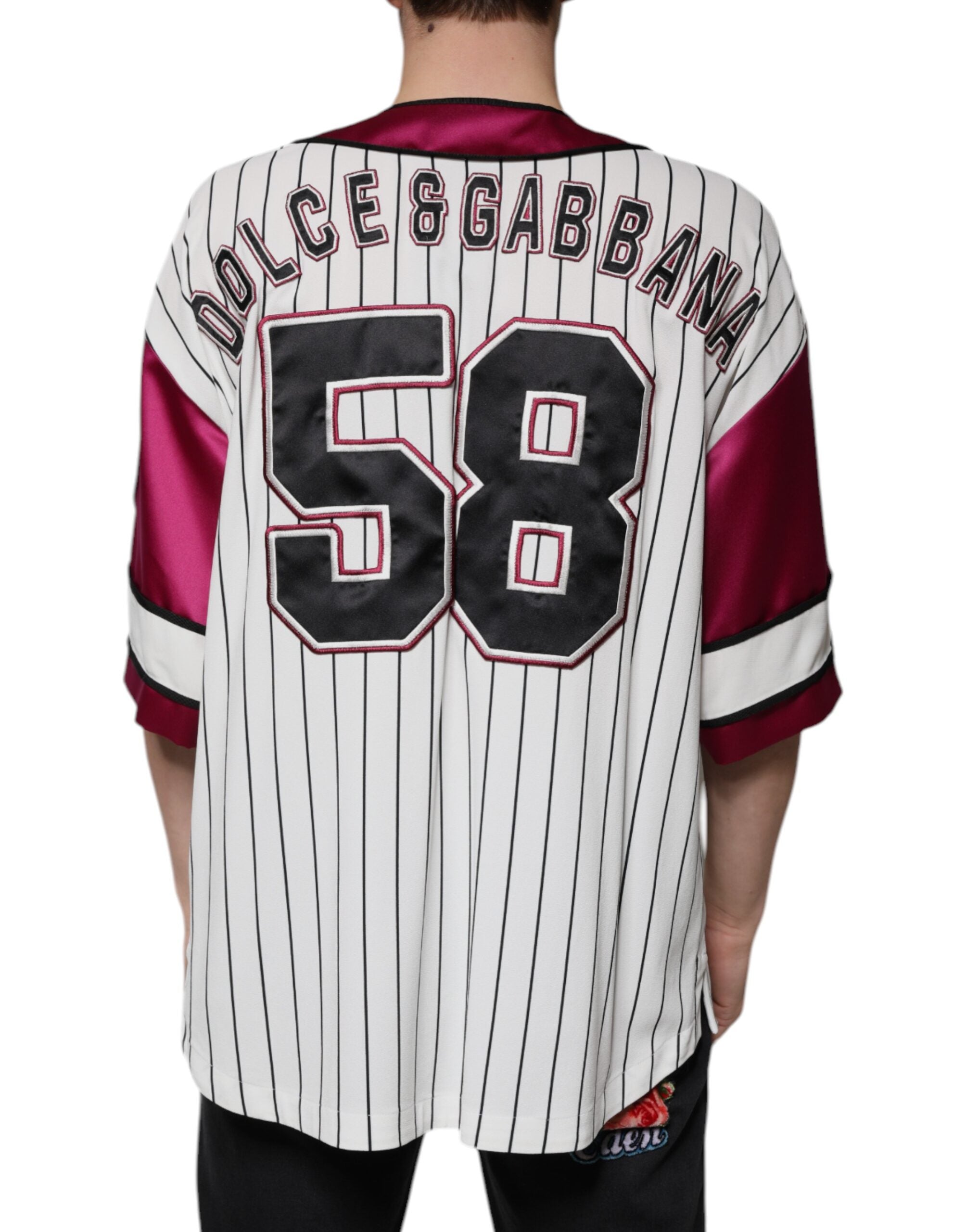 Dolce & Gabbana Multicolor Logo Jersey Button V-neck T-shirt Dolce & Gabbana