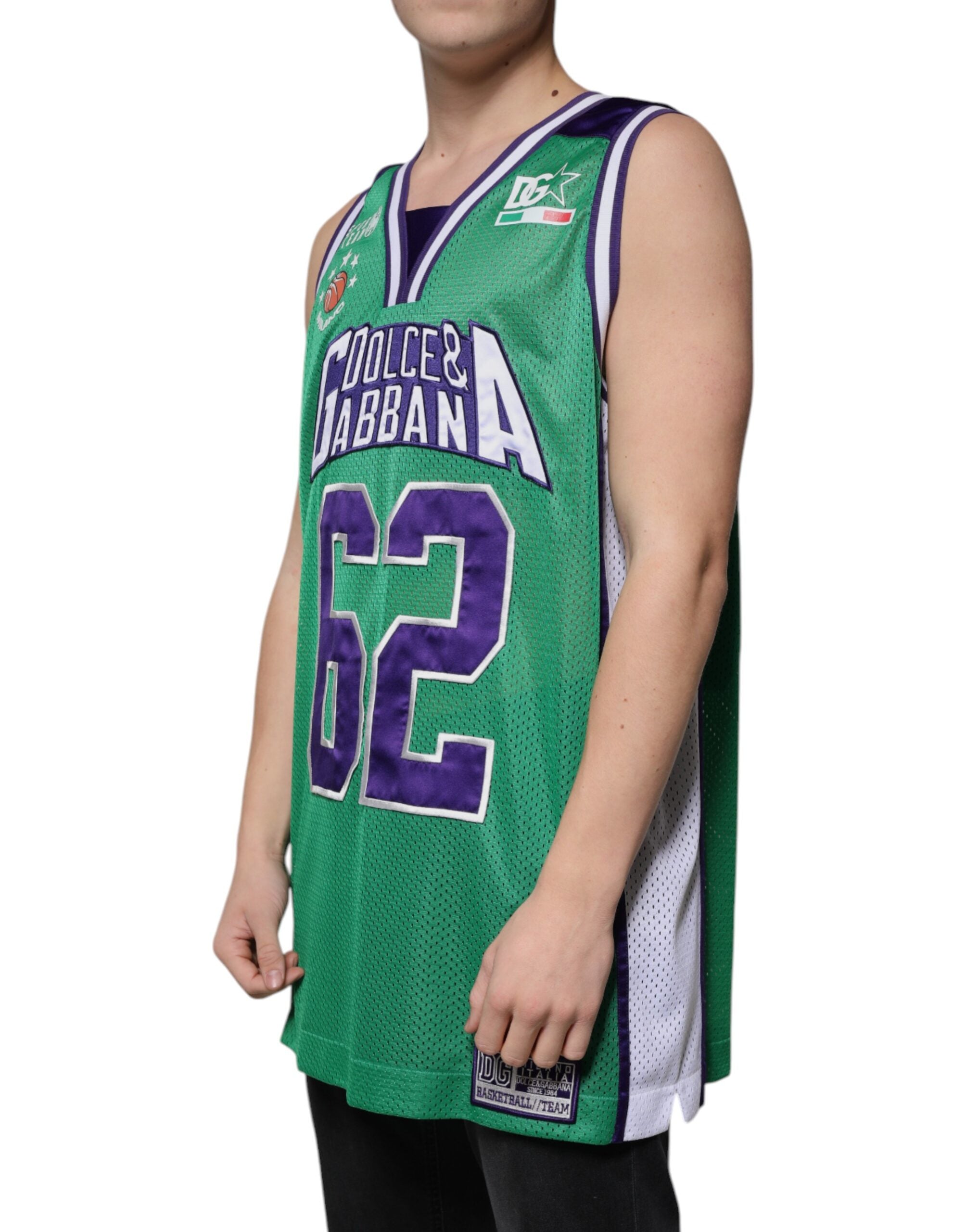 Dolce & Gabbana Green Polyester Jersey Sleeveless T-shirt Dolce & Gabbana
