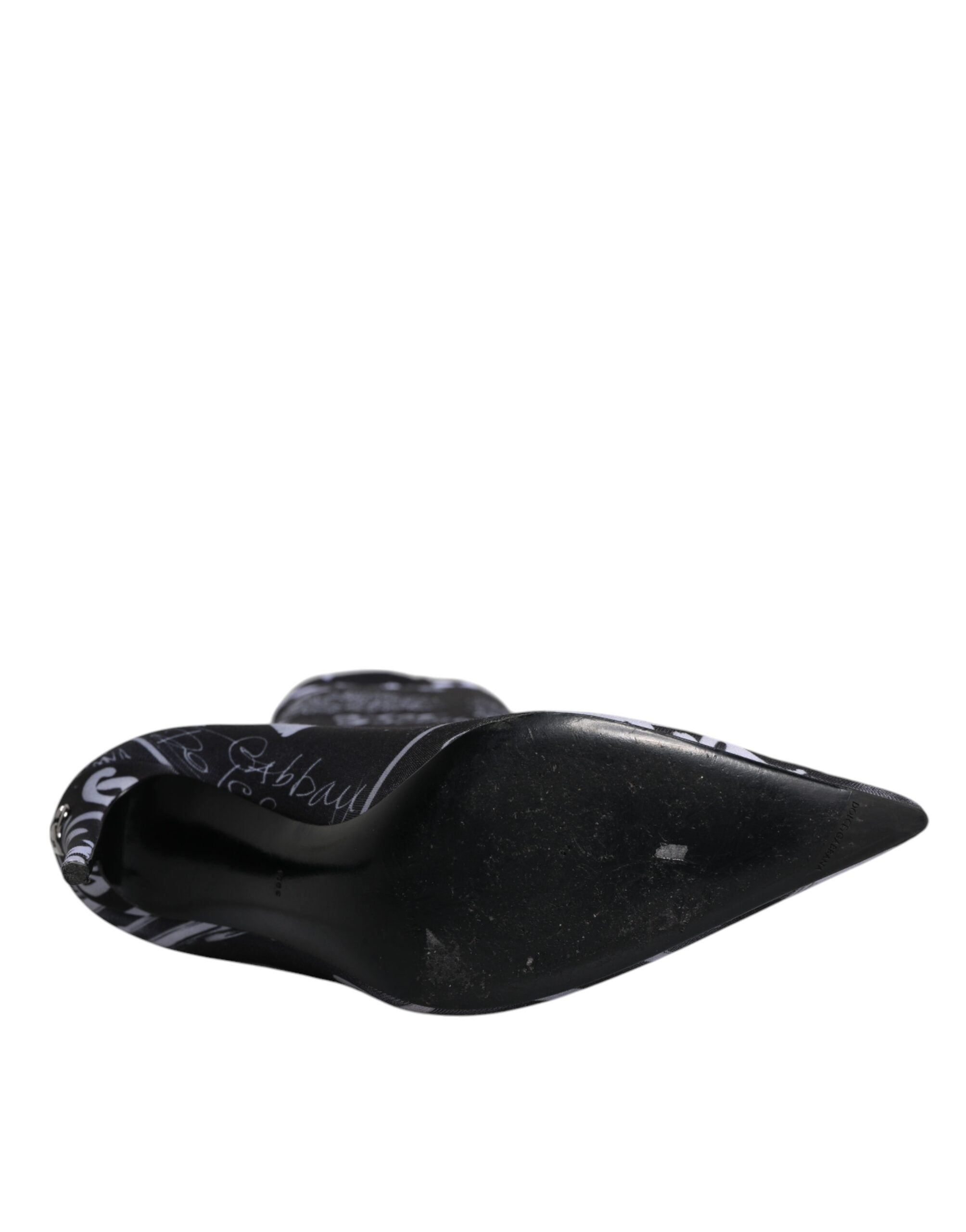 Dolce & Gabbana Black Logo Stretch Heels High Boots Shoes Dolce & Gabbana