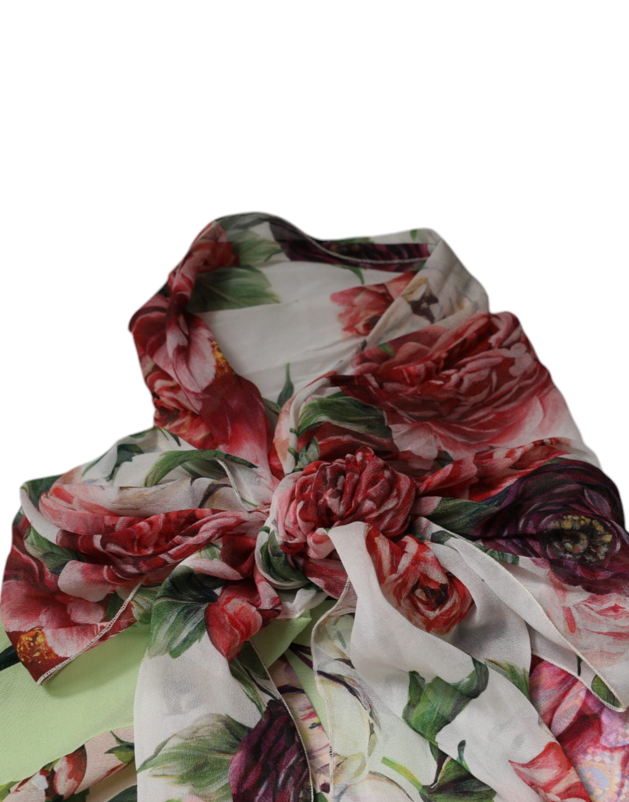 Dolce & Gabbana Multicolor Floral Patchwork Ascot Collar Top Dolce & Gabbana
