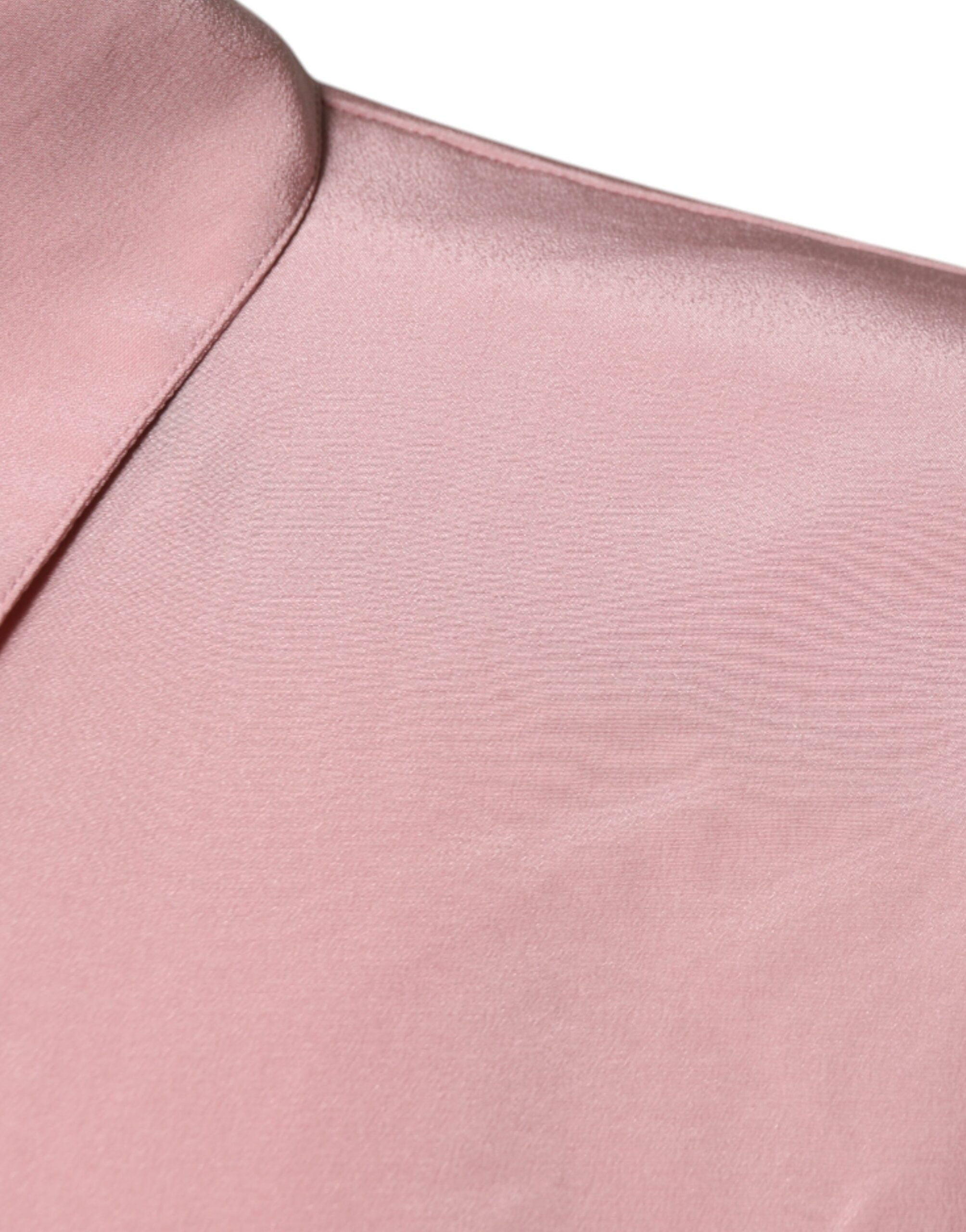 Dolce & Gabbana Pink Cotton Long Sleeves Collared Blouse Top Dolce & Gabbana