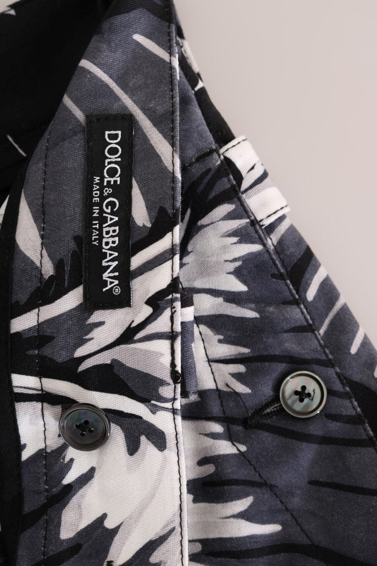 Dolce & Gabbana Gray Banana Leaf Cotton Pants Dolce & Gabbana