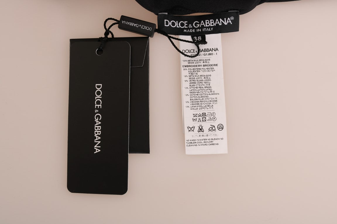Dolce & Gabbana Black Silk Fairy Tale Top Crystal Blouse Dolce & Gabbana