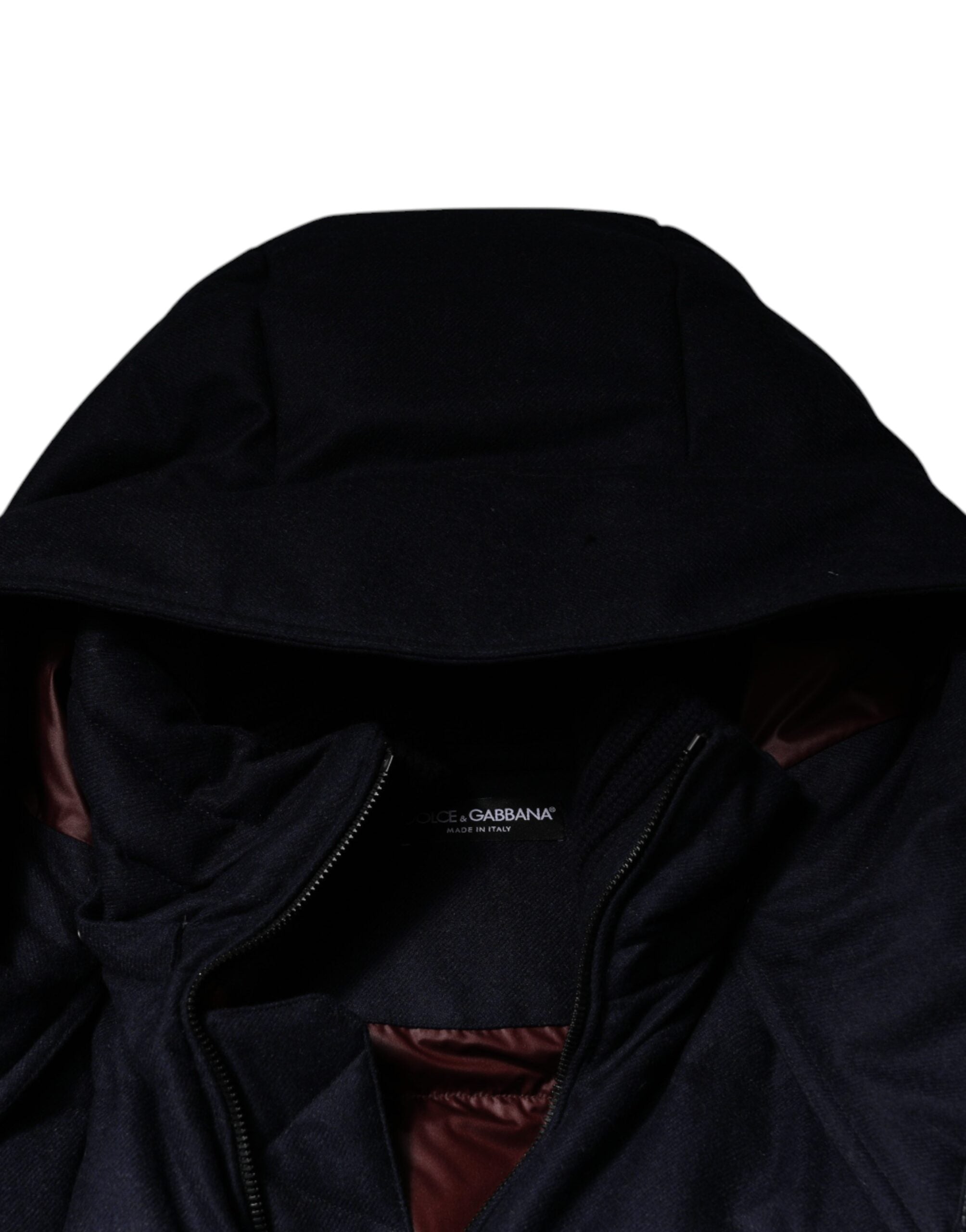 Dolce & Gabbana Black Nylon Hooded Puffer Men Coat Jacket Dolce & Gabbana
