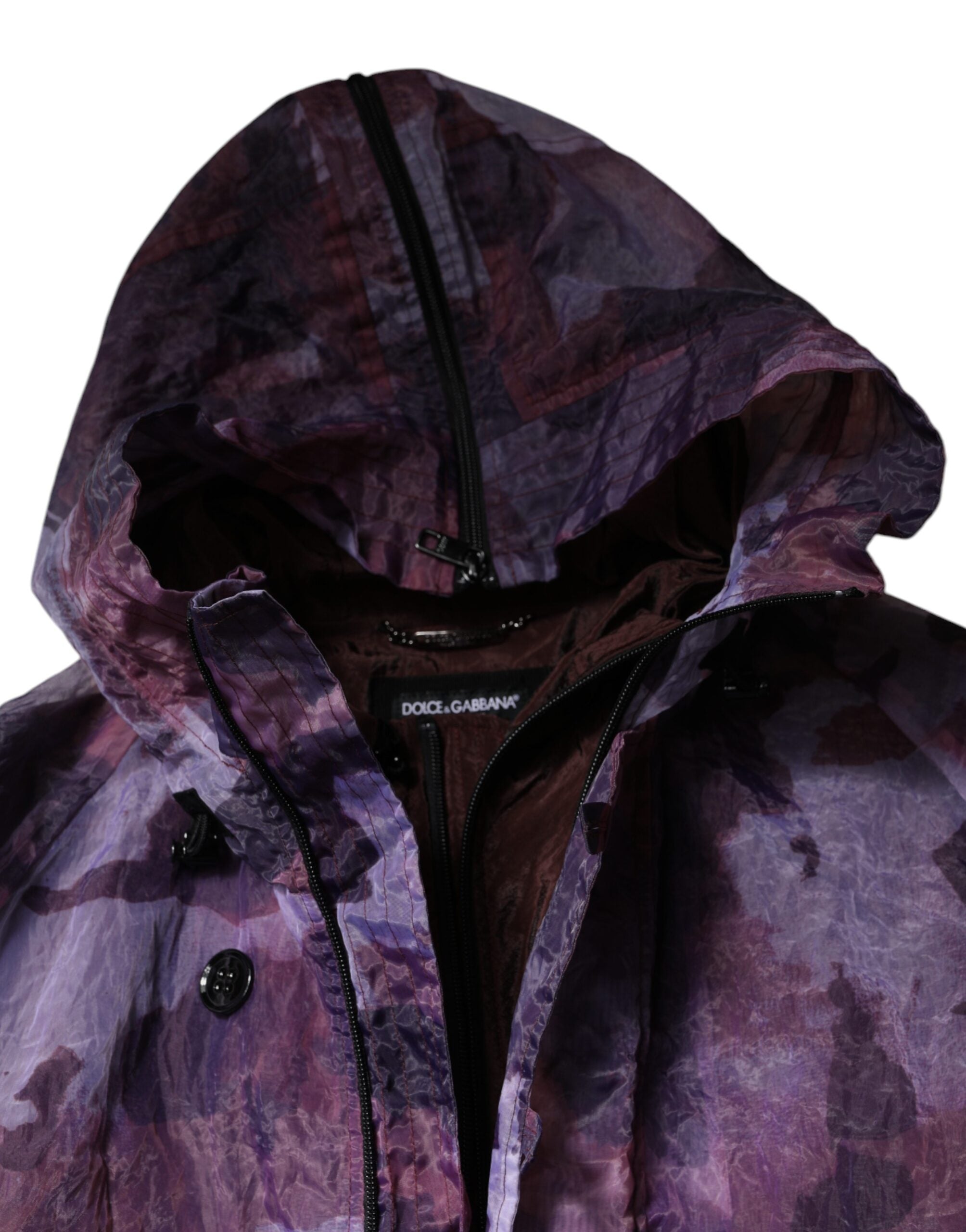 Dolce & Gabbana Purple Camouflage Hooded Men Blouson Jacket Dolce & Gabbana