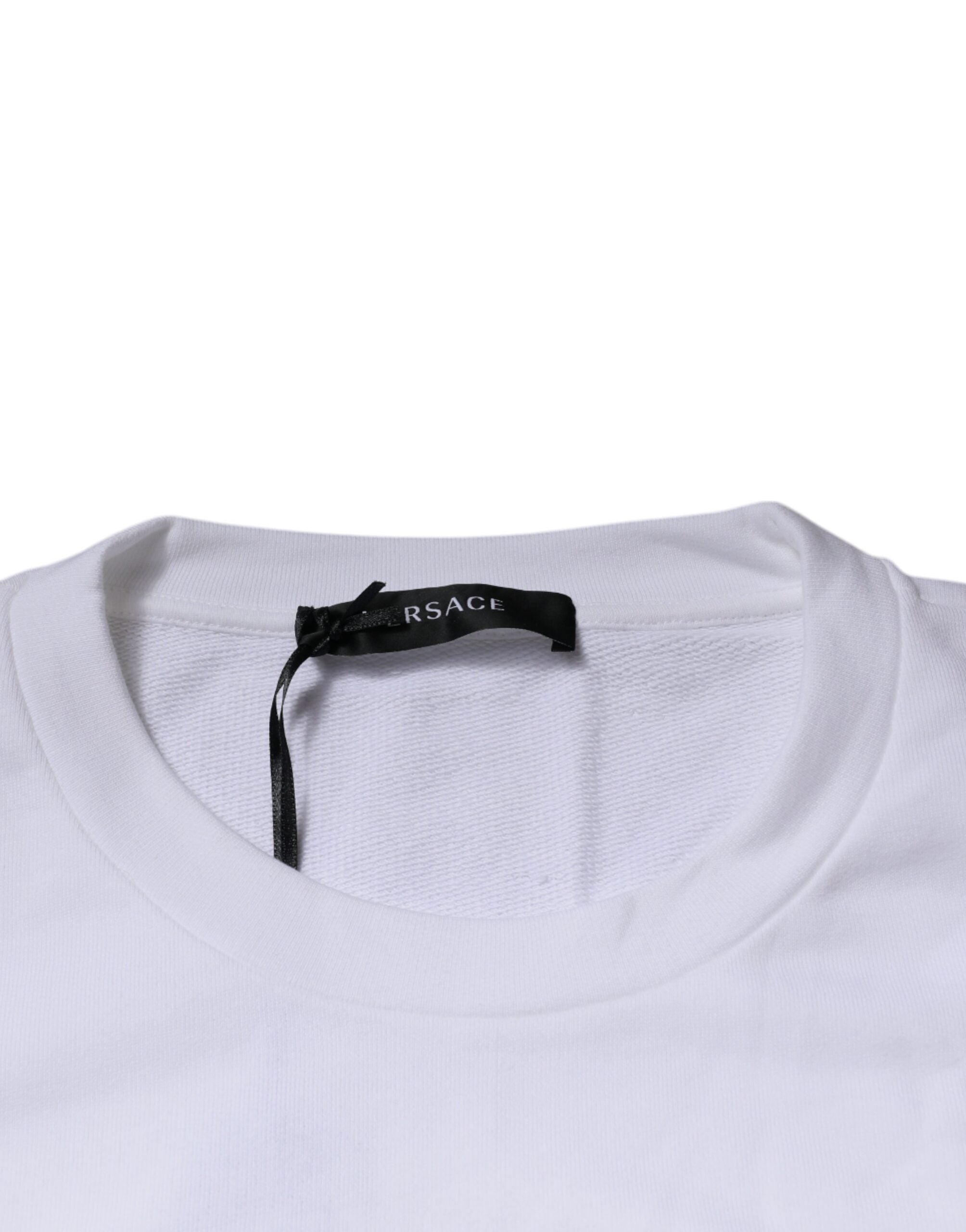 Versace White Medusa Embroidery Crew Neck Pullover Sweater Versace