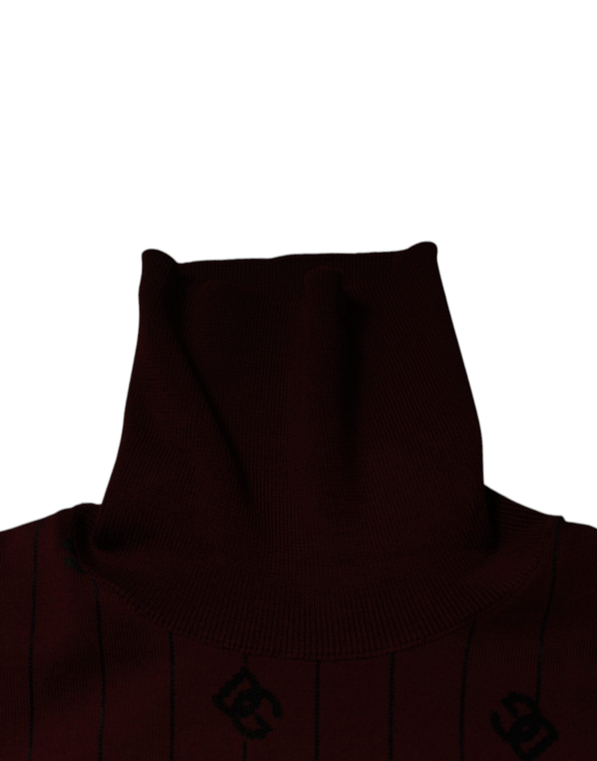 Dolce & Gabbana Maroon Monogram Turtleneck Pullover Sweater Dolce & Gabbana