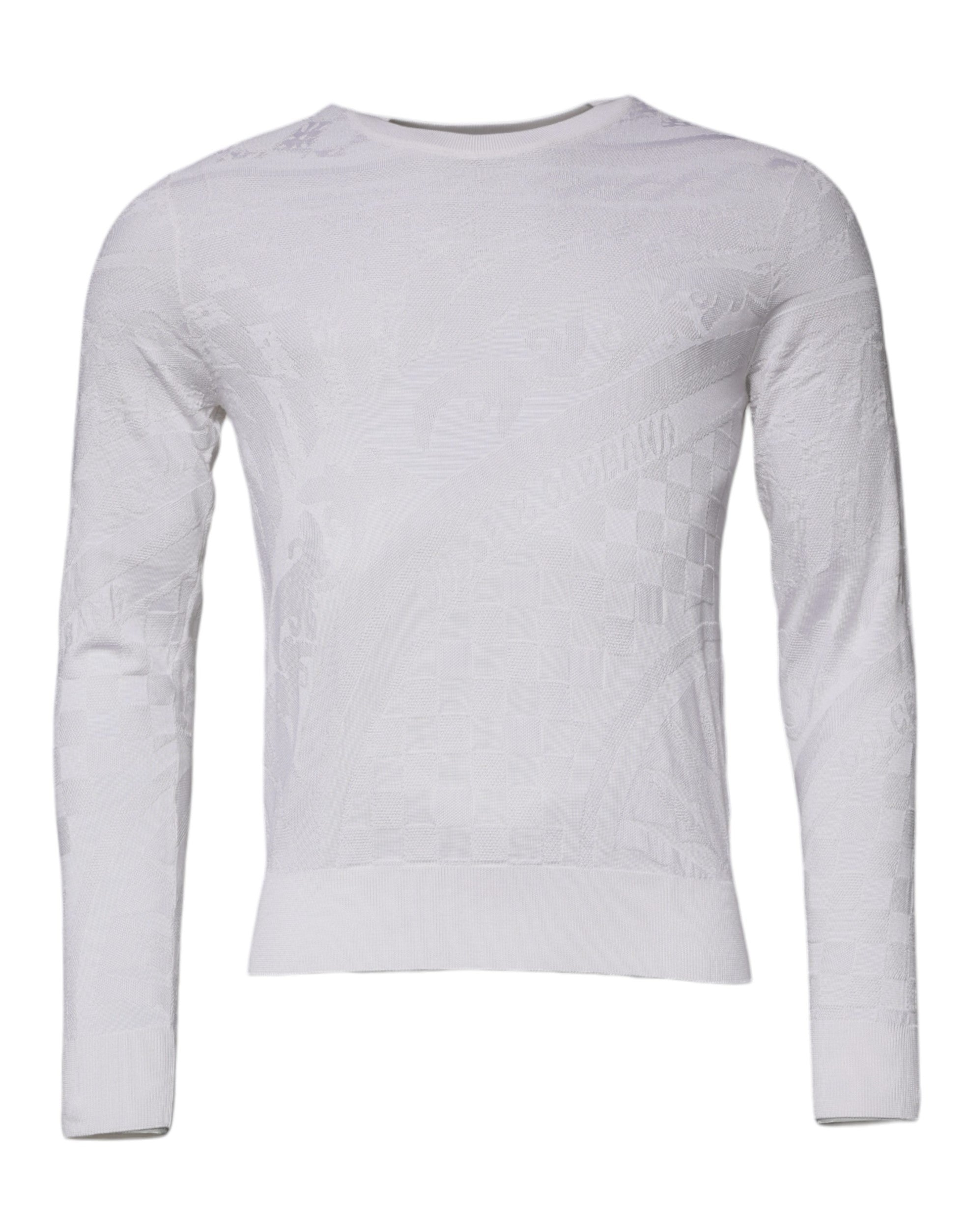 Dolce & Gabbana White Silk Crew Neck Men Pullover Sweater Dolce & Gabbana