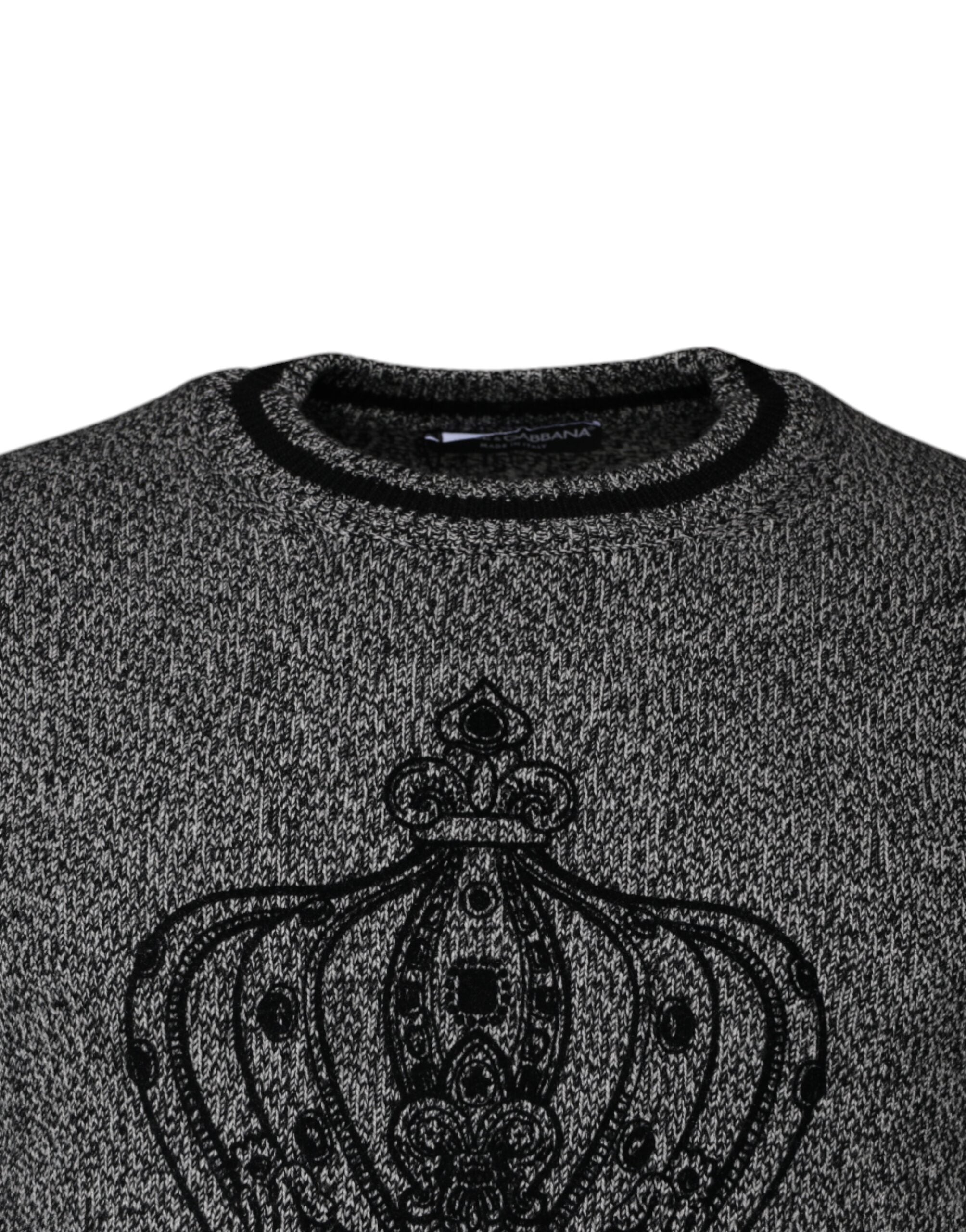 Dolce & Gabbana Gray Crown King Cashmere Pullover Sweater Dolce & Gabbana