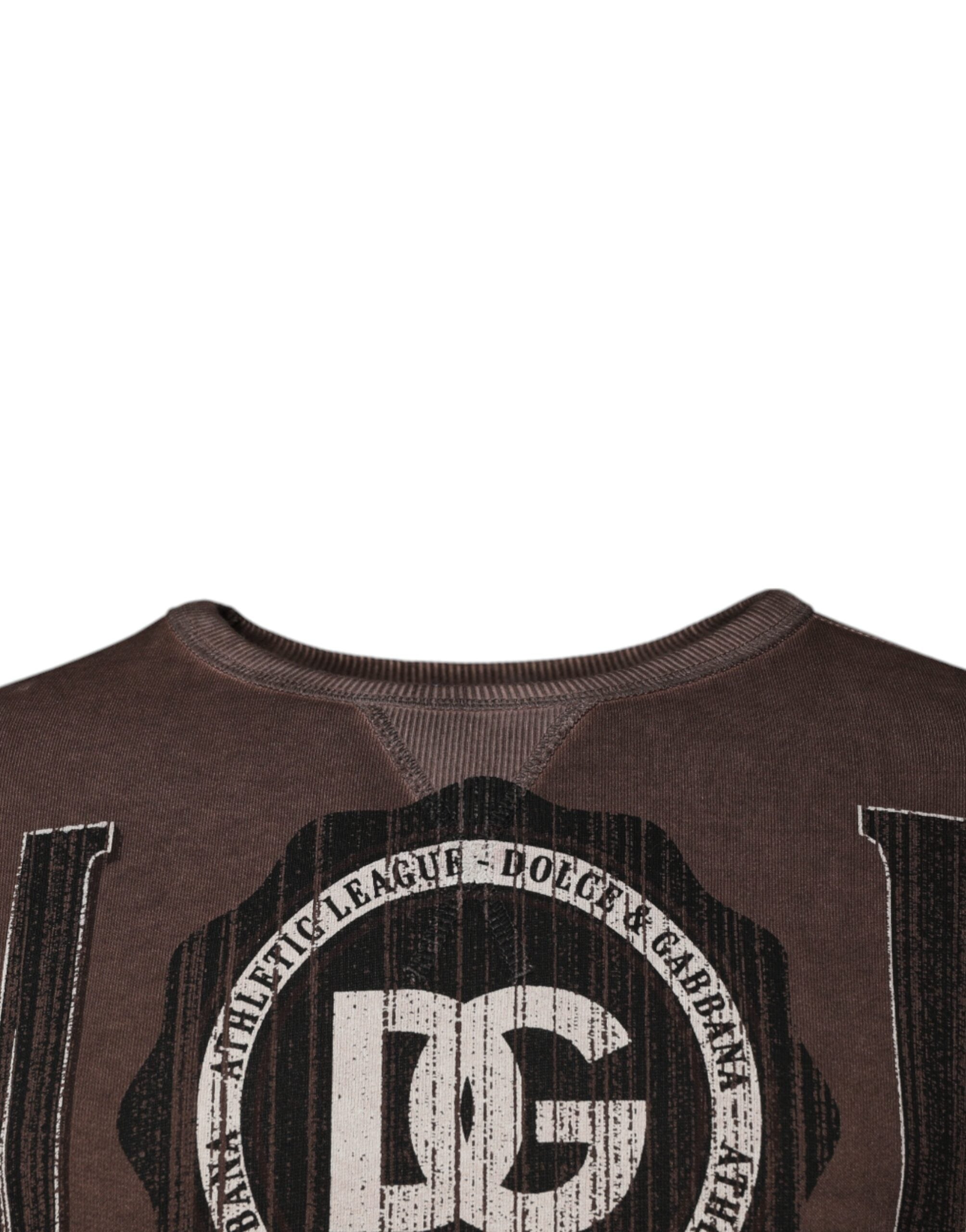 Dolce & Gabbana Brown Logo Print Crew Neck Pullover Sweater Dolce & Gabbana