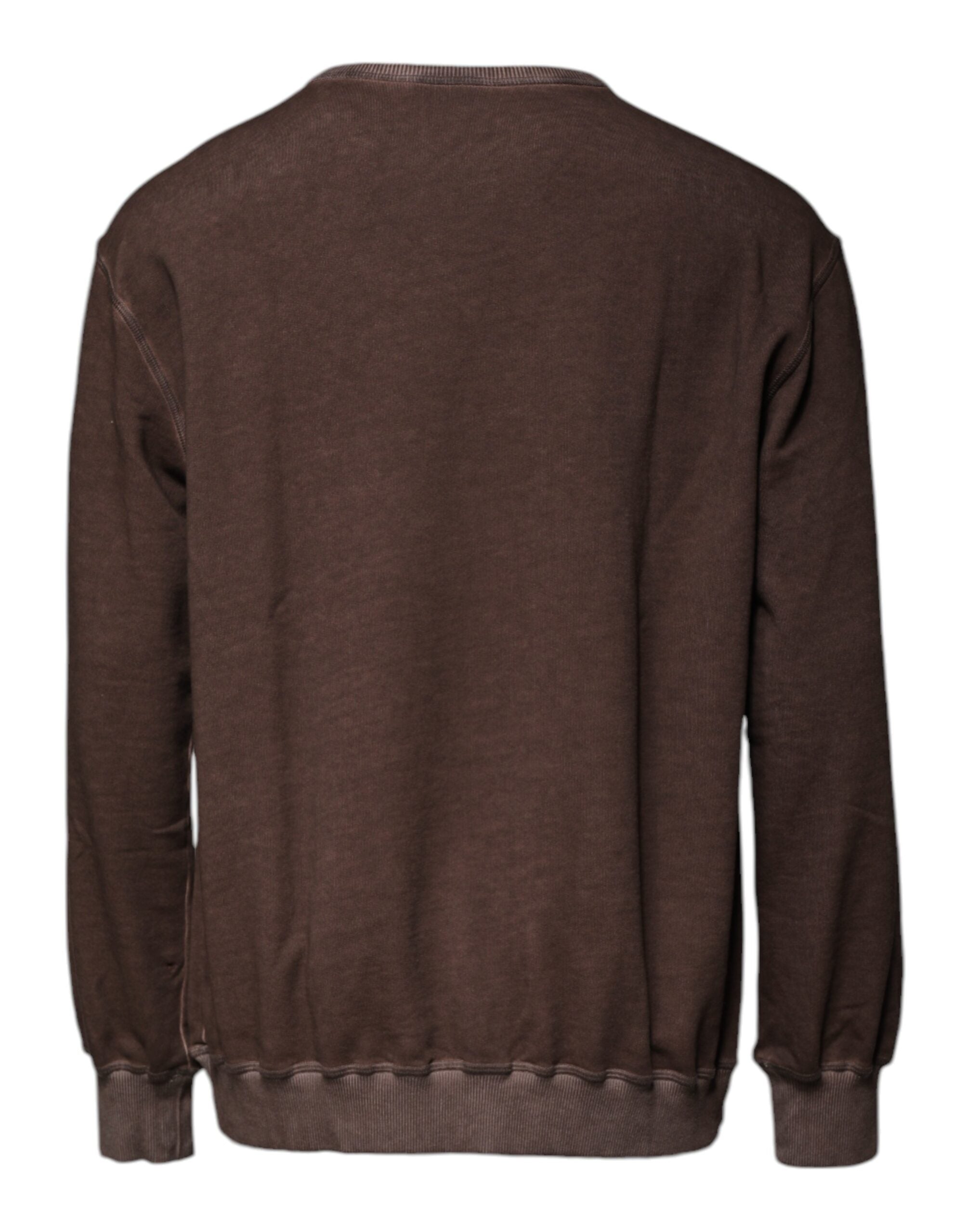 Dolce & Gabbana Brown Logo Print Crew Neck Pullover Sweater Dolce & Gabbana