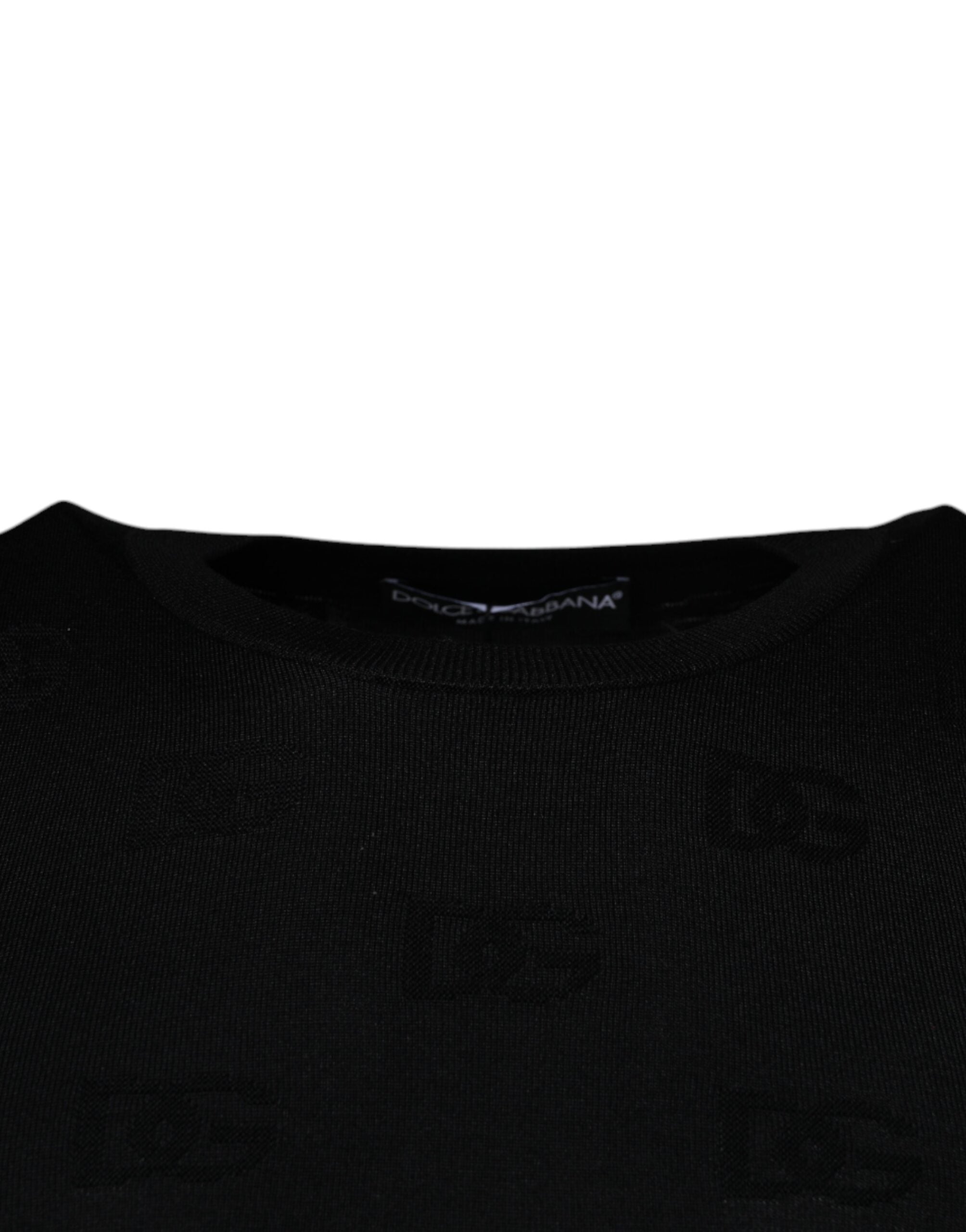 Dolce & Gabbana Black Silk Round Neck Sleeveless T-shirt Dolce & Gabbana