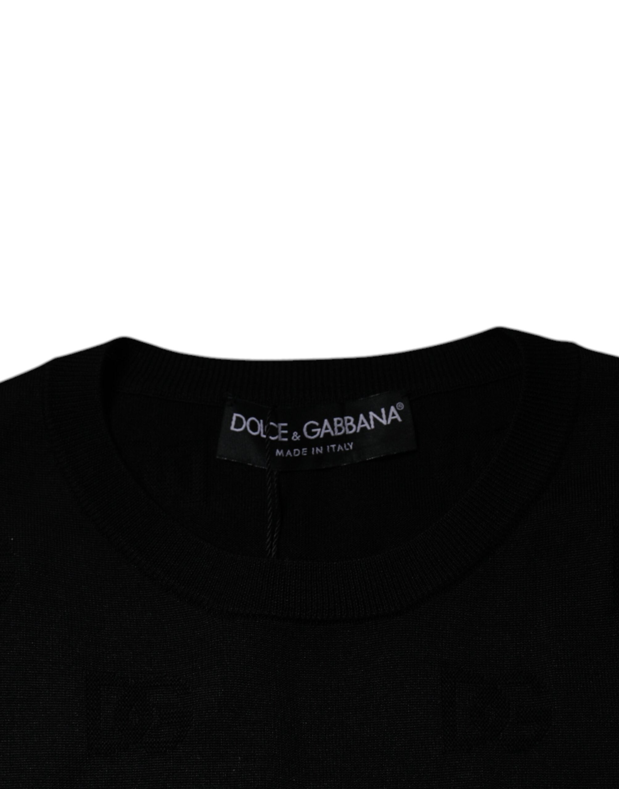 Dolce & Gabbana Black Silk Round Neck Sleeveless T-shirt Dolce & Gabbana