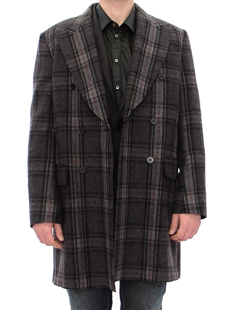 Dolce & Gabbana Gray Double Breasted Coat Jacket Dolce & Gabbana