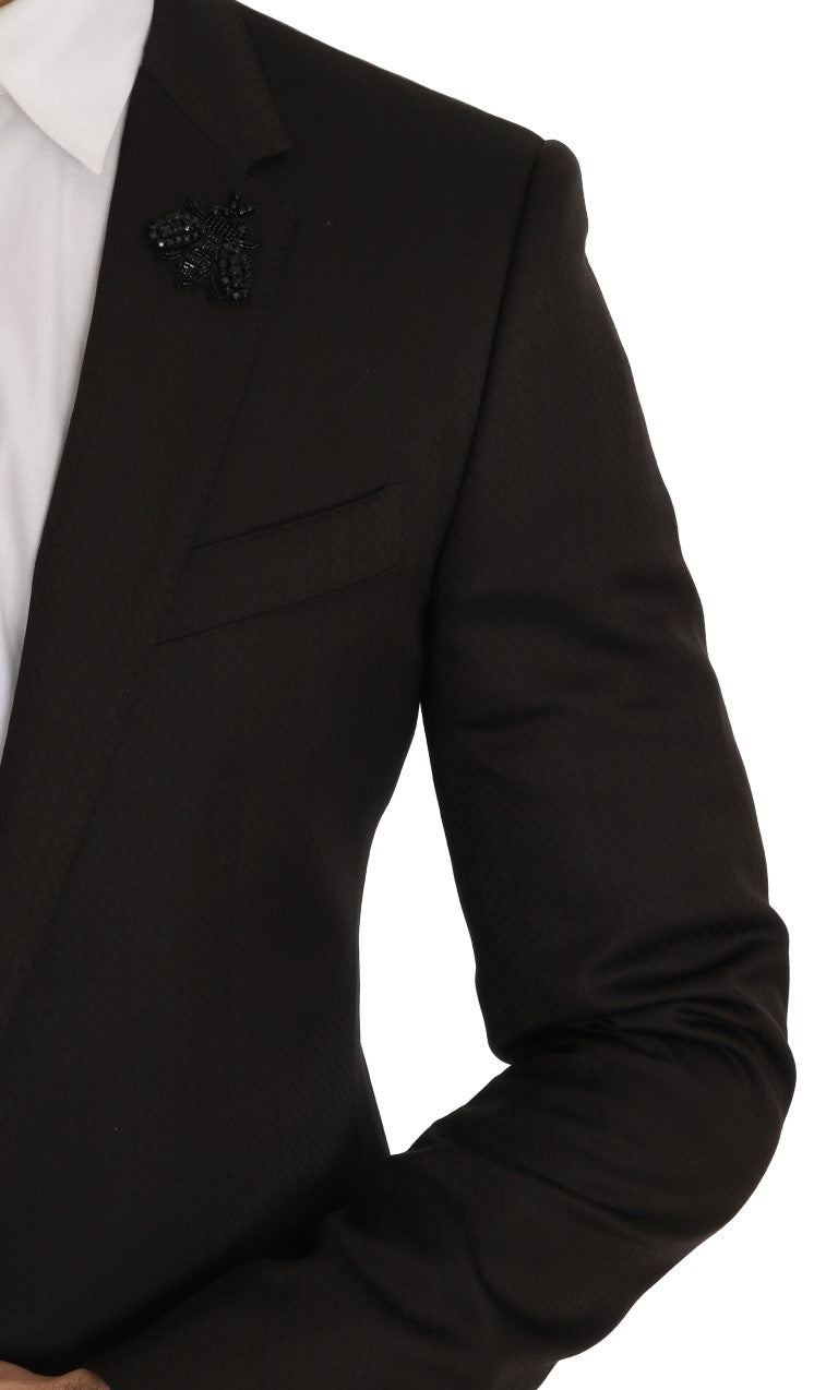 Dolce & Gabbana Brown Wool Crystal Bee Slim Fit MARTINI Dolce & Gabbana