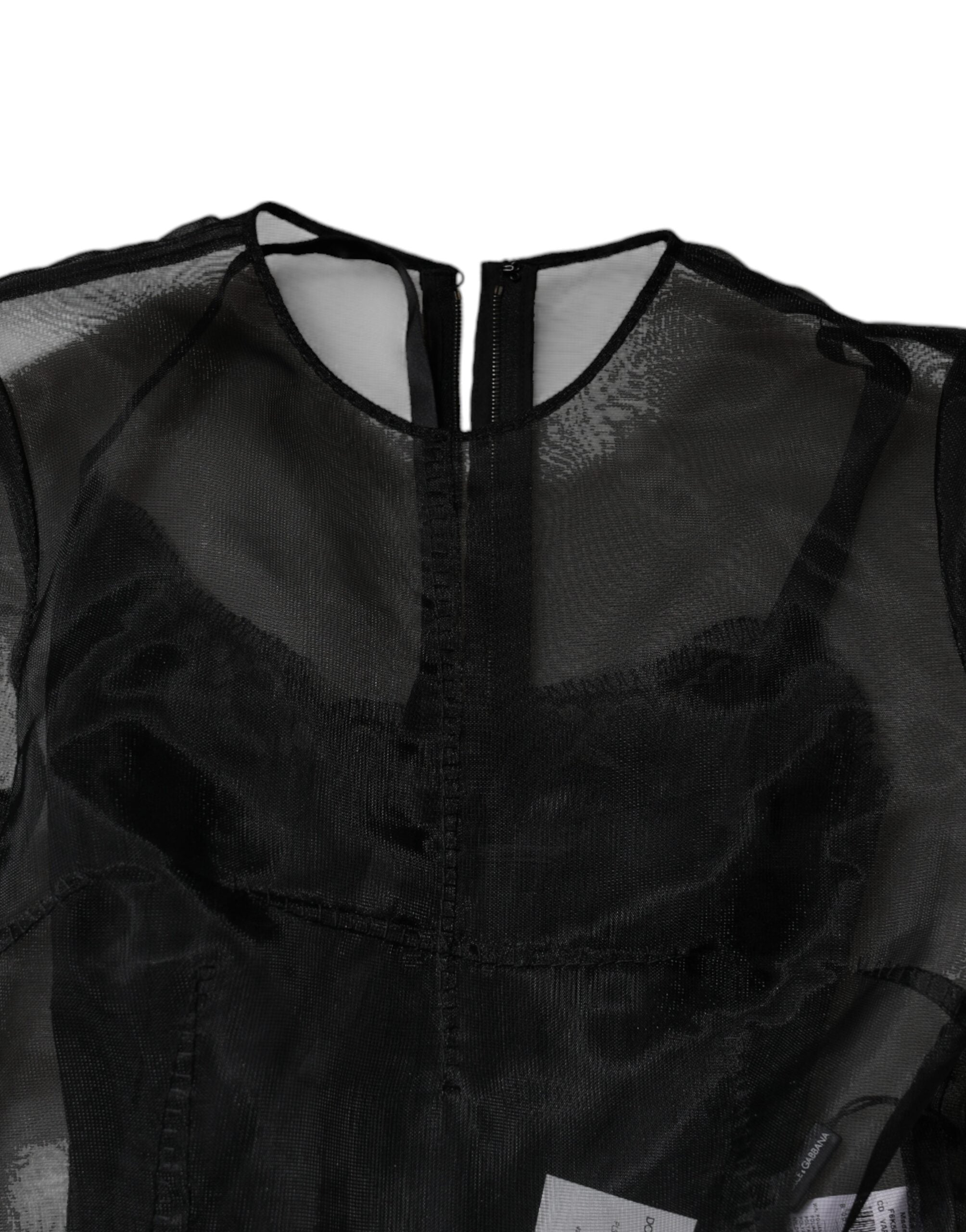 Dolce & Gabbana Black Tulle A-line Midi Cocktail Gown Dress Dolce & Gabbana
