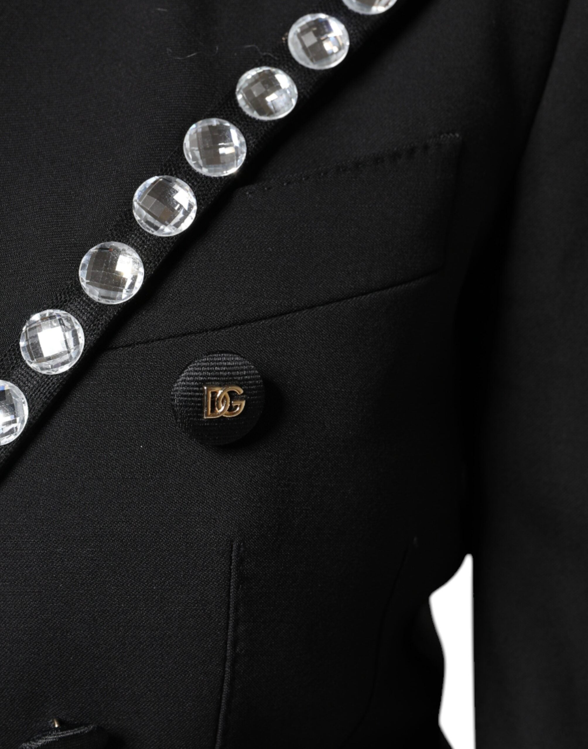 Dolce & Gabbana Black Crystal Double Breasted Blazer Jacket Dolce & Gabbana