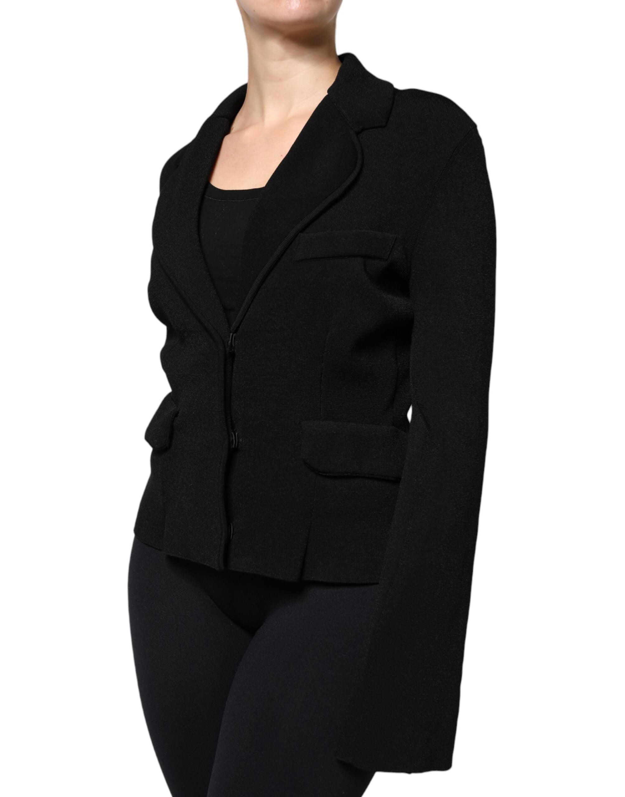 Dolce & Gabbana Black Viscose Single Breasted Blazer Jacket Dolce & Gabbana
