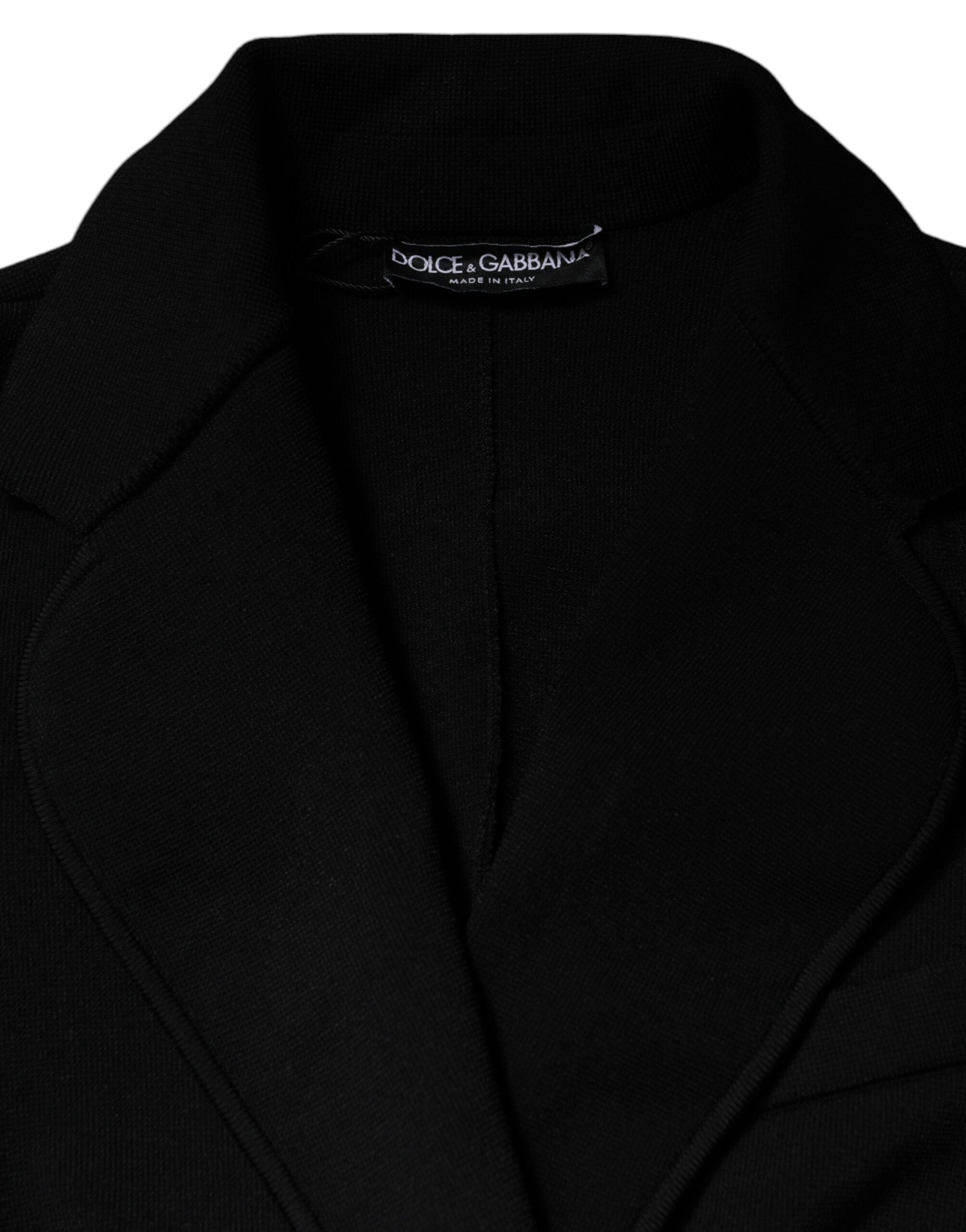 Dolce & Gabbana Black Viscose Single Breasted Blazer Jacket Dolce & Gabbana