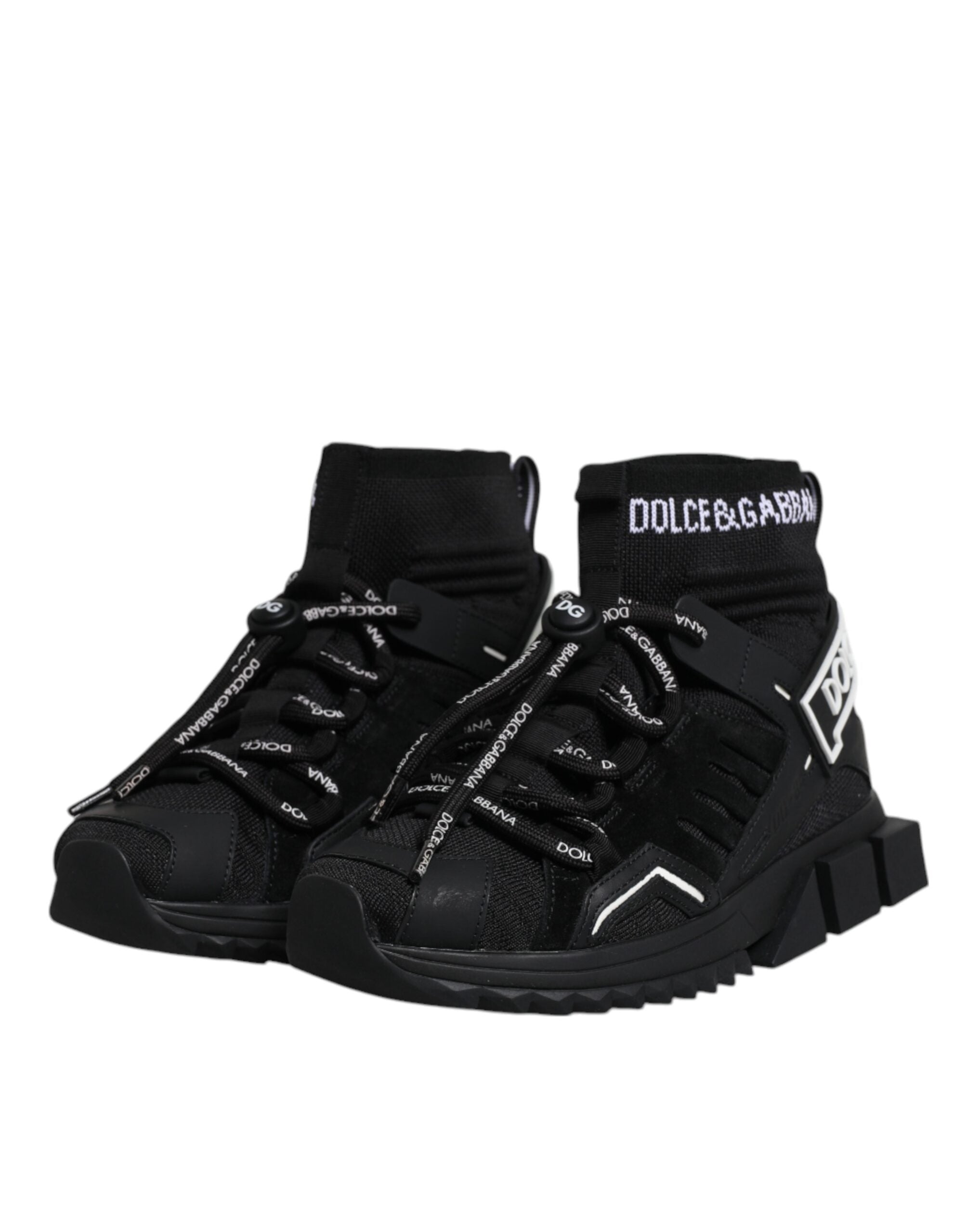 Dolce & Gabbana Black Sorrento Socks Logo Sneakers Shoes Dolce & Gabbana