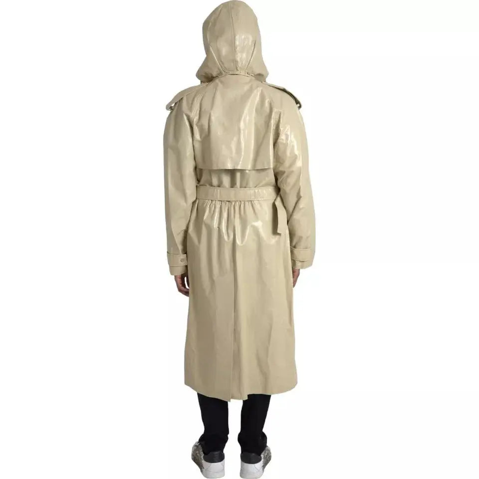 Bottega Veneta Beige Lambskin Leather Trench Coat Jacket Bottega Veneta