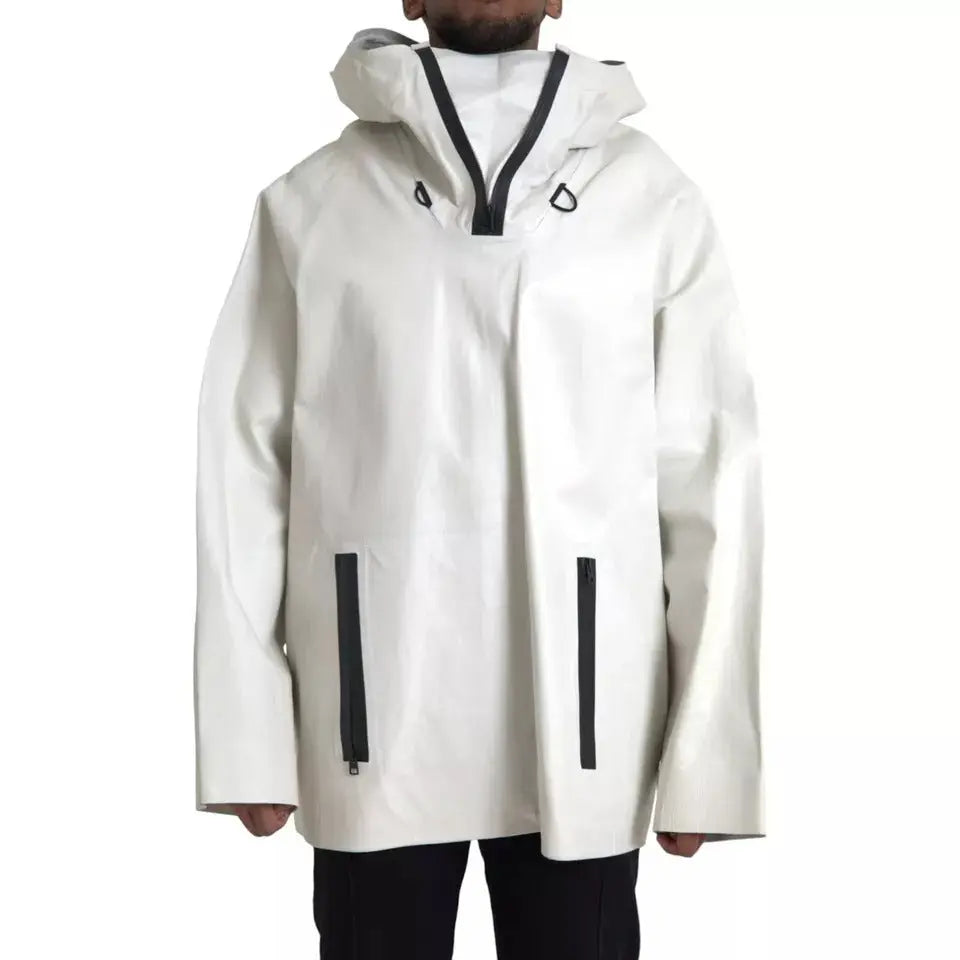 Bottega Veneta White Leather Men Waterproof Jacket Blouson Bottega Veneta