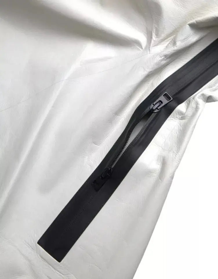 Bottega Veneta White Leather Men Waterproof Jacket Blouson Bottega Veneta