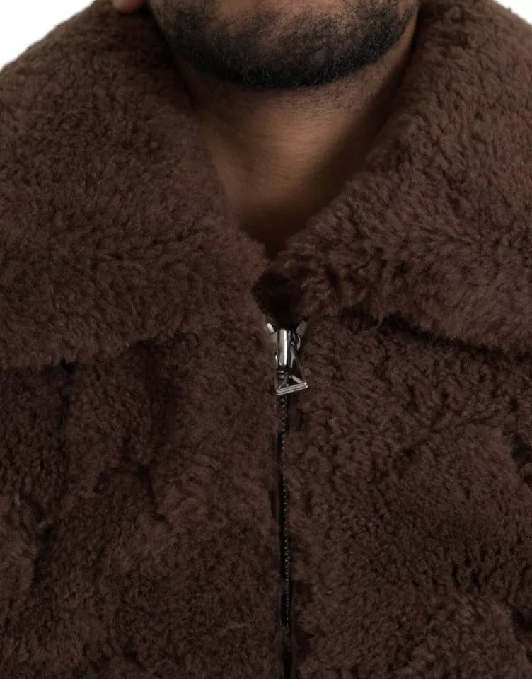 Bottega Veneta Brown Fur Lamb Shearling Coat Jacket