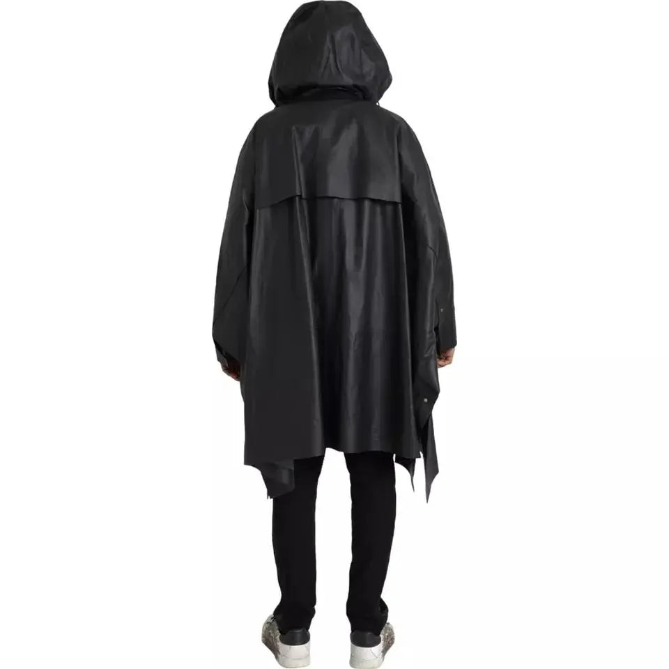 Bottega Veneta Black Leather Hooded Men Trenchcoat Jacket Bottega Veneta