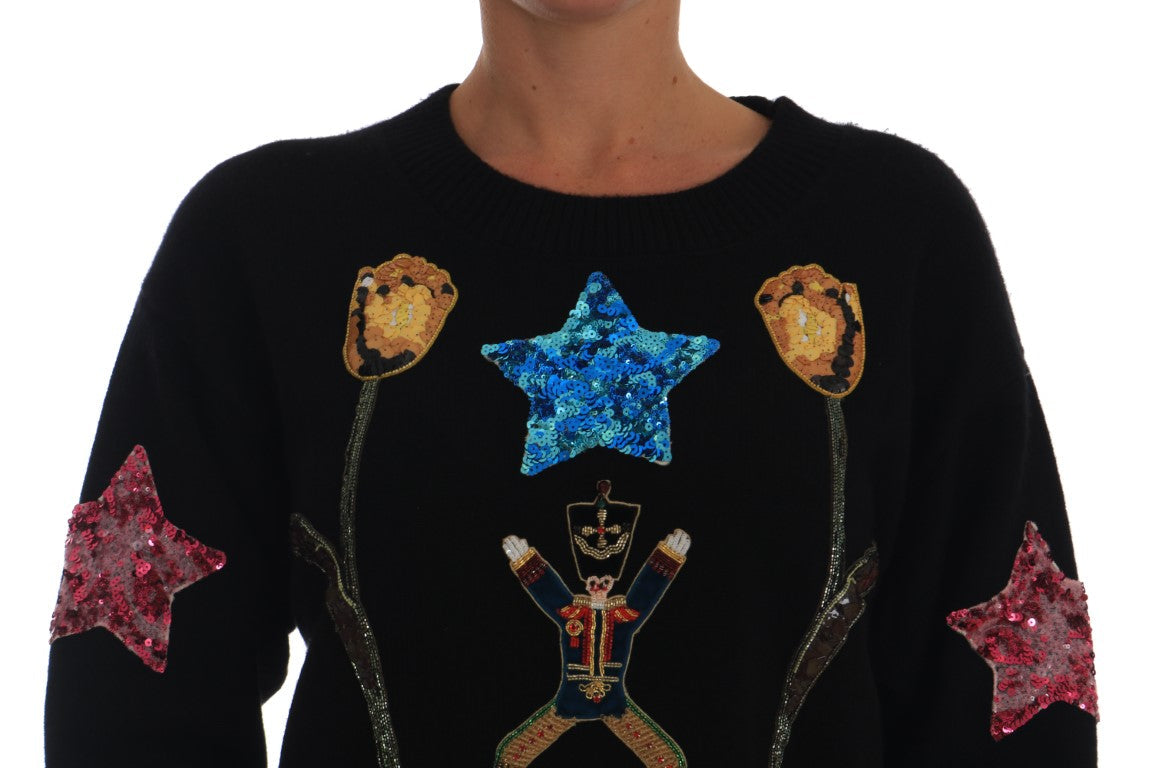 Dolce & Gabbana Fairy Tale Crystal Black Cashmere Sweater Dolce & Gabbana