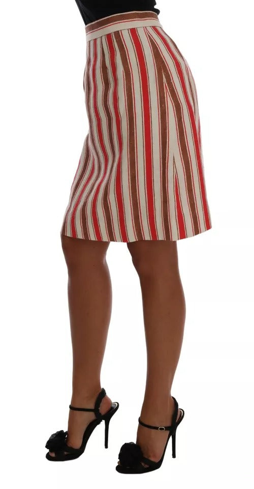 Dolce & Gabbana Multicolor Portofino Stripes Cotton Midi Skirt Dolce & Gabbana
