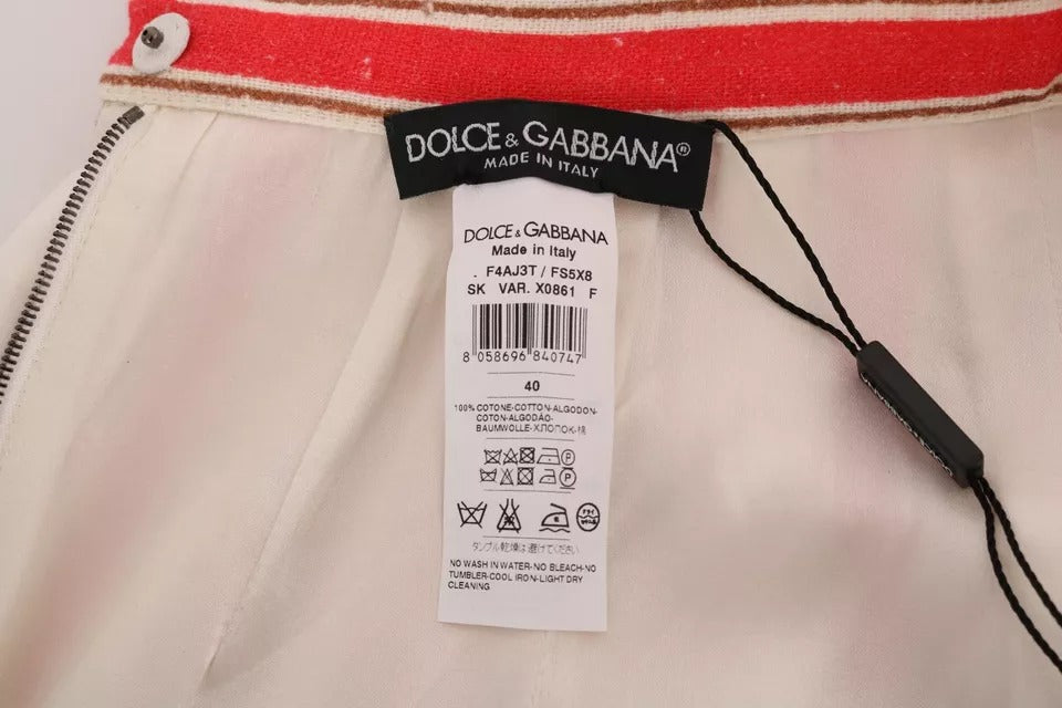 Dolce & Gabbana Multicolor Portofino Stripes Cotton Midi Skirt Dolce & Gabbana