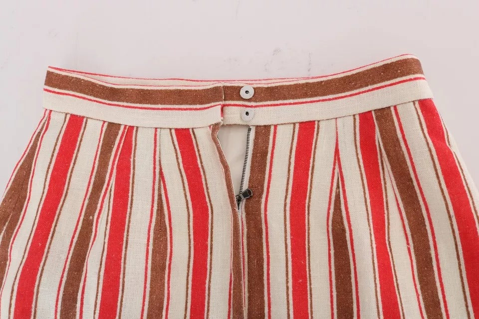 Dolce & Gabbana Multicolor Portofino Stripes Cotton Midi Skirt Dolce & Gabbana