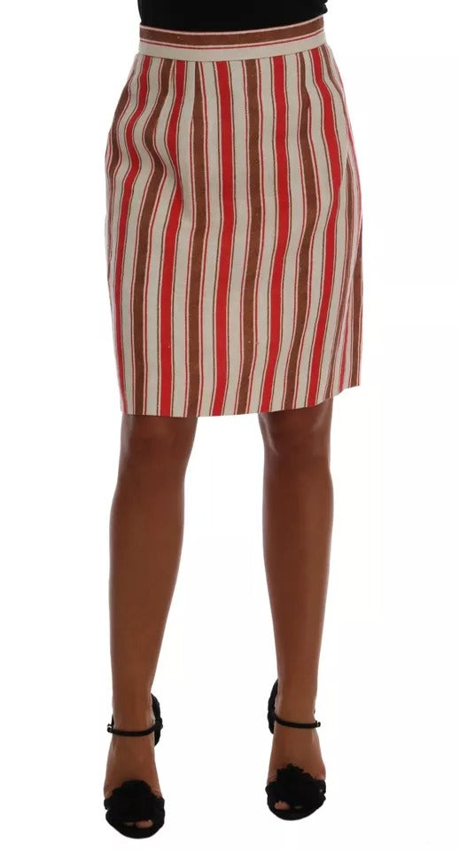 Dolce & Gabbana Multicolor Portofino Stripes Cotton Midi Skirt Dolce & Gabbana
