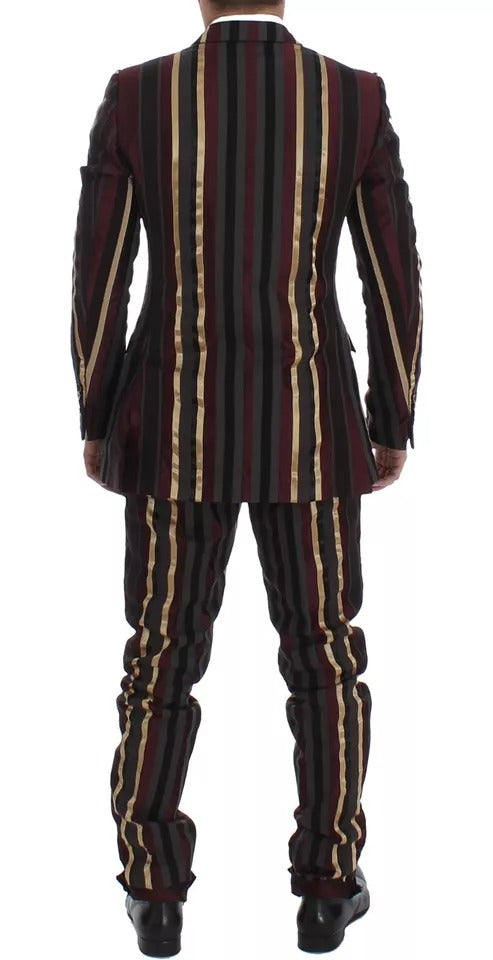 Dolce & Gabbana Multicolor Striped Runway 3 Piece Slim Fit Vest Suit Dolce & Gabbana