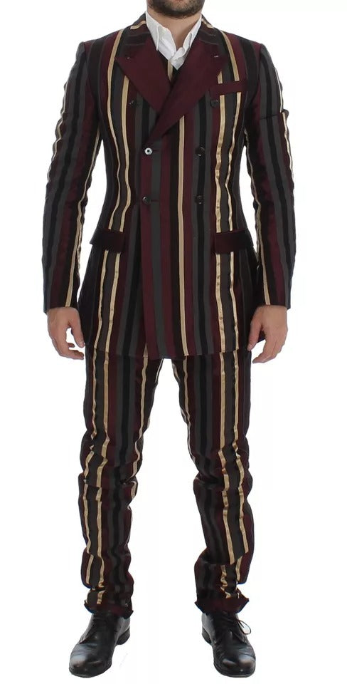 Dolce & Gabbana Multicolor Striped Runway 3 Piece Slim Fit Vest Suit Dolce & Gabbana
