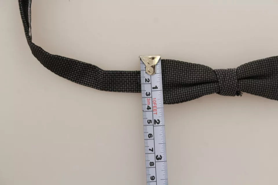 Dolce & Gabbana Gray Pattern Silk Adjustable Neck Bow Tie Dolce & Gabbana