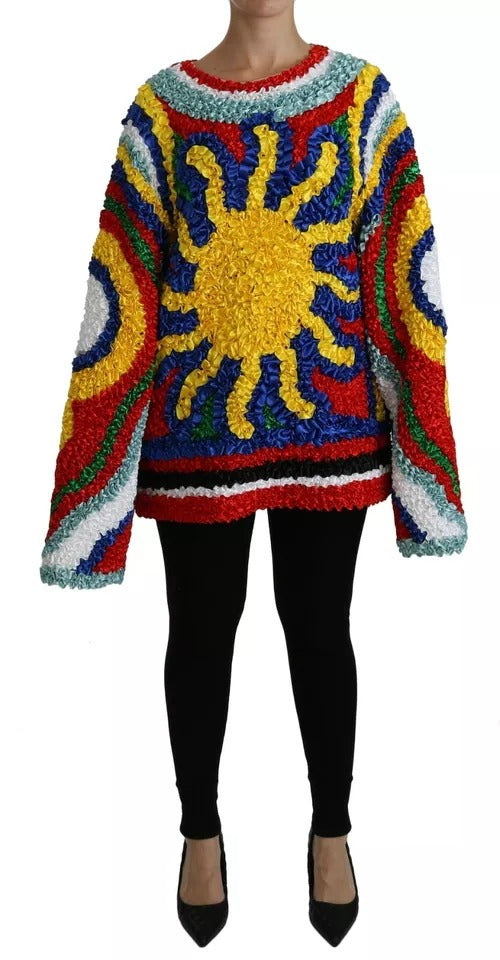 Dolce & Gabbana Multicolor Sun Ruffled Top Blouse Sweater Dolce & Gabbana