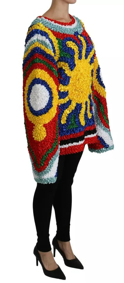 Dolce & Gabbana Multicolor Sun Ruffled Top Blouse Sweater Dolce & Gabbana