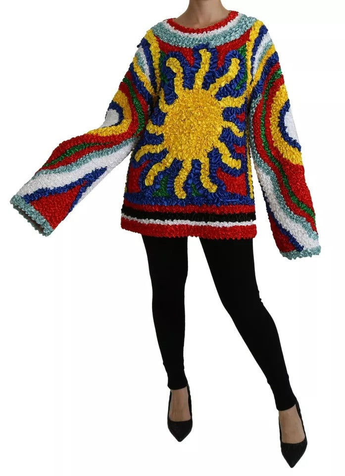 Dolce & Gabbana Multicolor Sun Ruffled Top Blouse Sweater Dolce & Gabbana