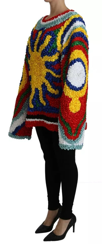 Dolce & Gabbana Multicolor Sun Ruffled Top Blouse Sweater Dolce & Gabbana