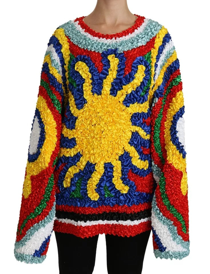 Dolce & Gabbana Multicolor Sun Ruffled Top Blouse Sweater Dolce & Gabbana