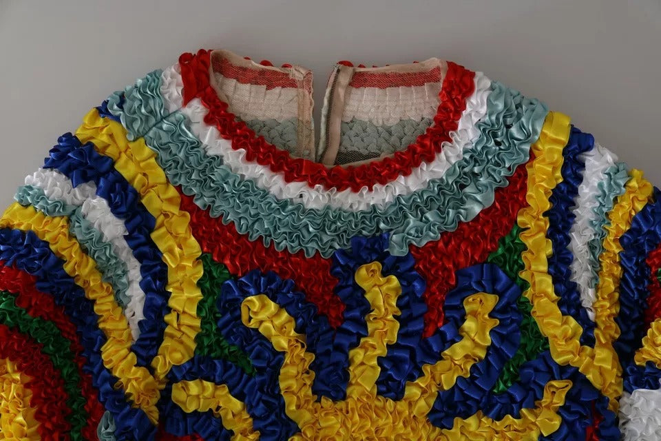 Dolce & Gabbana Multicolor Sun Ruffled Top Blouse Sweater Dolce & Gabbana