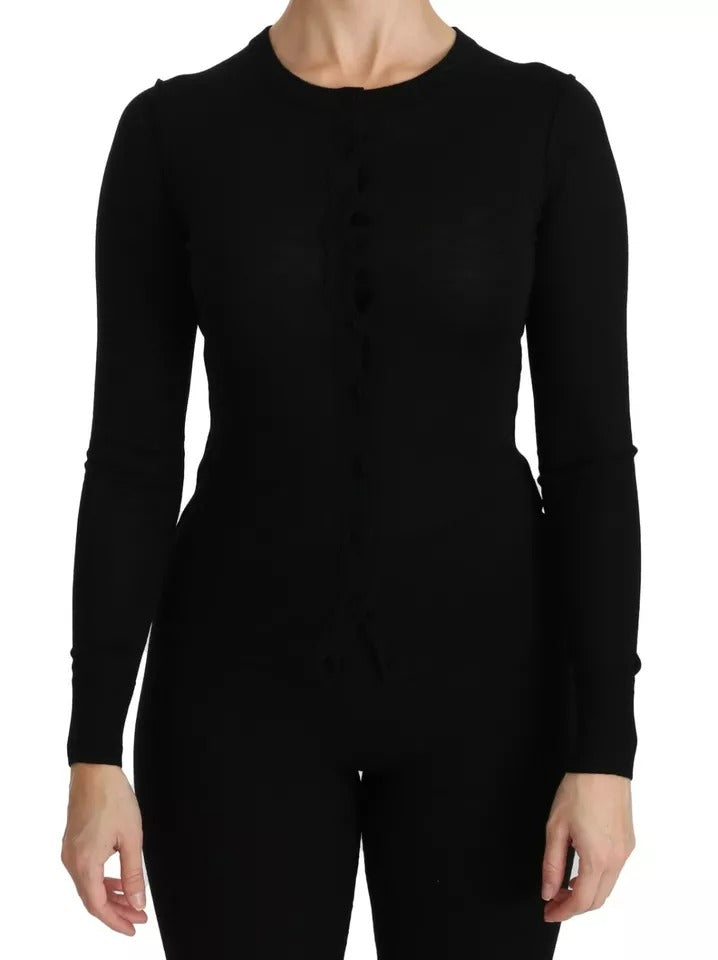 Dolce & Gabbana Black Virgin Wool Long Sleeve Top Blouse Top Dolce & Gabbana