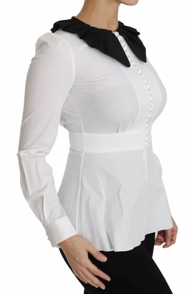 Dolce & Gabbana Black White Decorative Buttons Tops Shirt Blouse Dolce & Gabbana