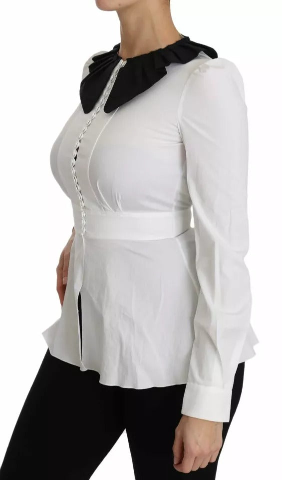 Dolce & Gabbana Black White Decorative Buttons Tops Shirt Blouse Dolce & Gabbana